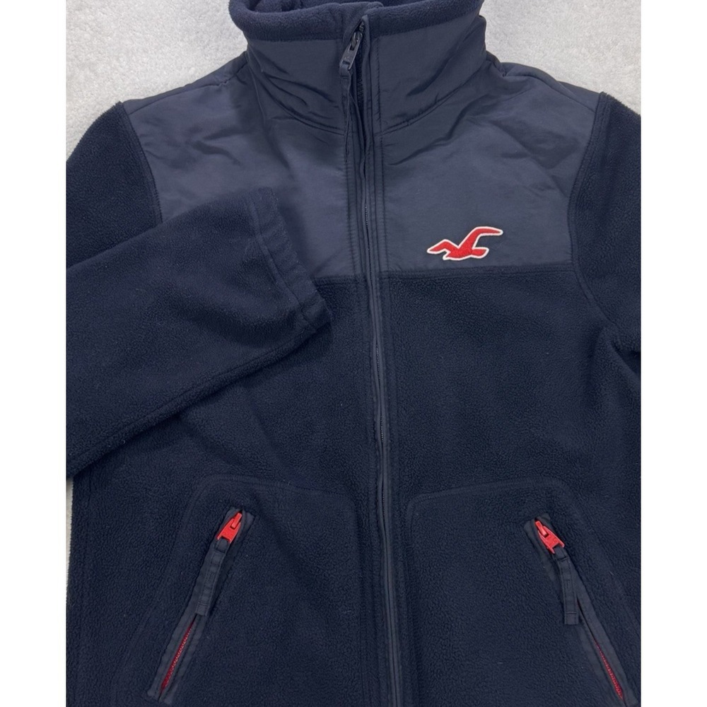 Hollister‎ Fleece Danali Jacket Men S Black Full Zip Pockets Skateboard Ski